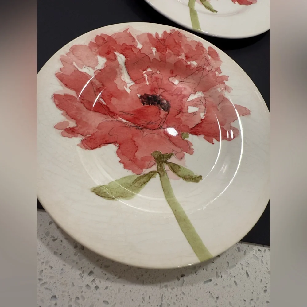 Royal Stanford Red Poppy Set Of 4 Dessert / Salad Plates England Vibrant
